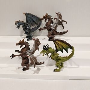 World Of Biological Dragon Figure Mythical Creature Articulated - Set Of 4